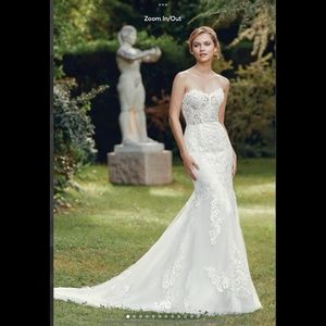 Wedding Dress Strapless Mermaid Gown with Organza and Venice Lace